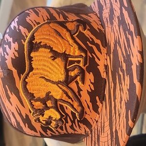 Brown and Orange Bear Pattern Cap CALI BEAR